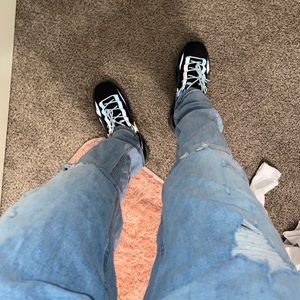 Men’s Ripped Bootcut Blue Jeans